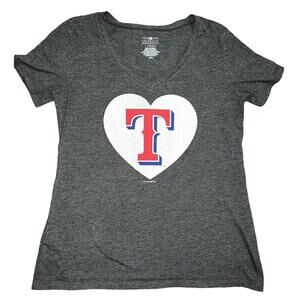 Texas Rangers Tshirt 5th & Ocean Brand WomensSize S MLB Heart VNeck Short Sleeve